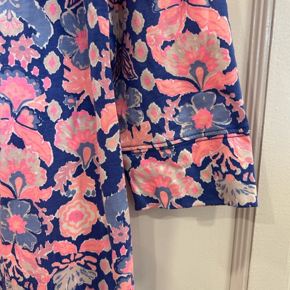 Lilly Pulitzer Marlowe Iris Blue Werk It Shirt Dress Pima Floral Women's Large - Picture 3 of 4